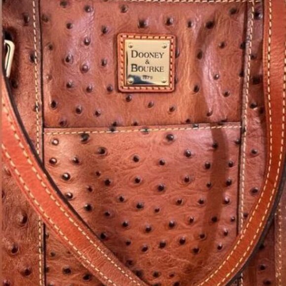 🔥🔥🔥Dooney & Bourke Ostrich collection Lexington Tote tan and brown leather - Picture 3 of 15